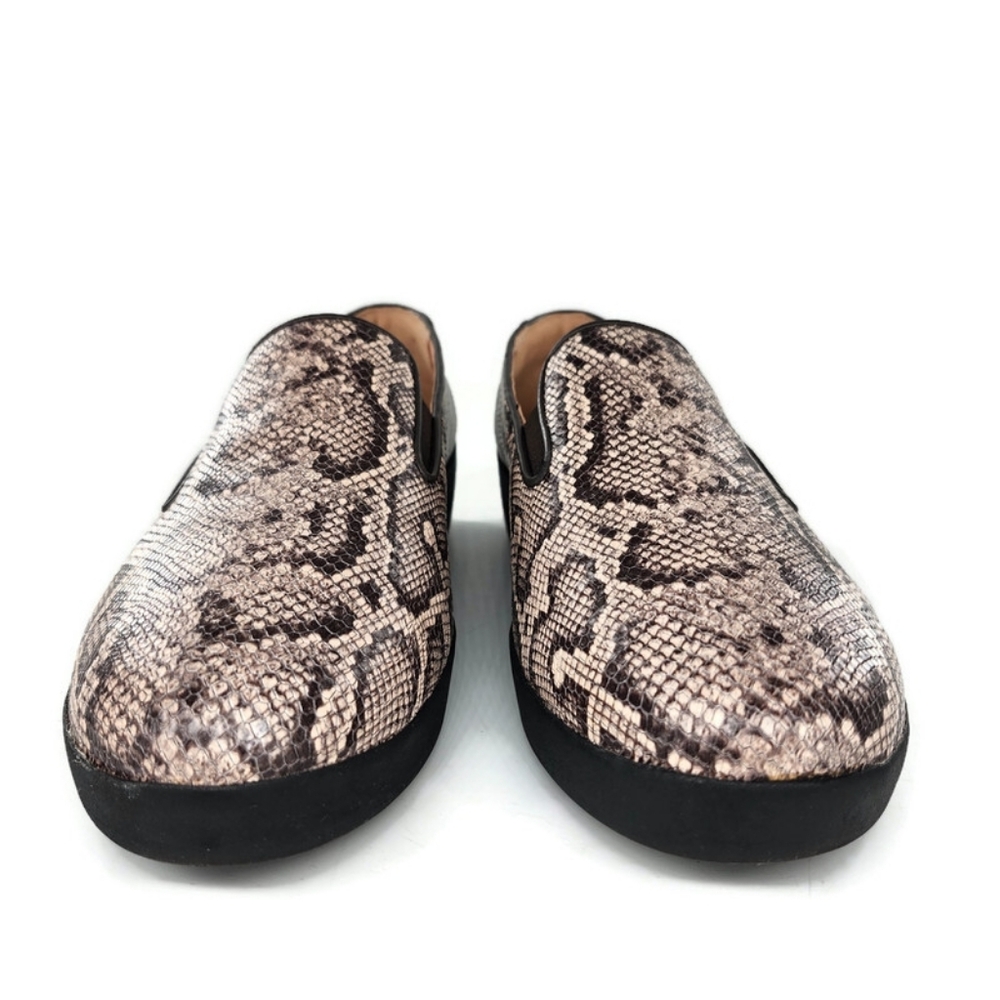 Fitflop Superskate Taupe Beige & Grey Snake Print Leather Slip-On Loafers - Picture 3 of 13